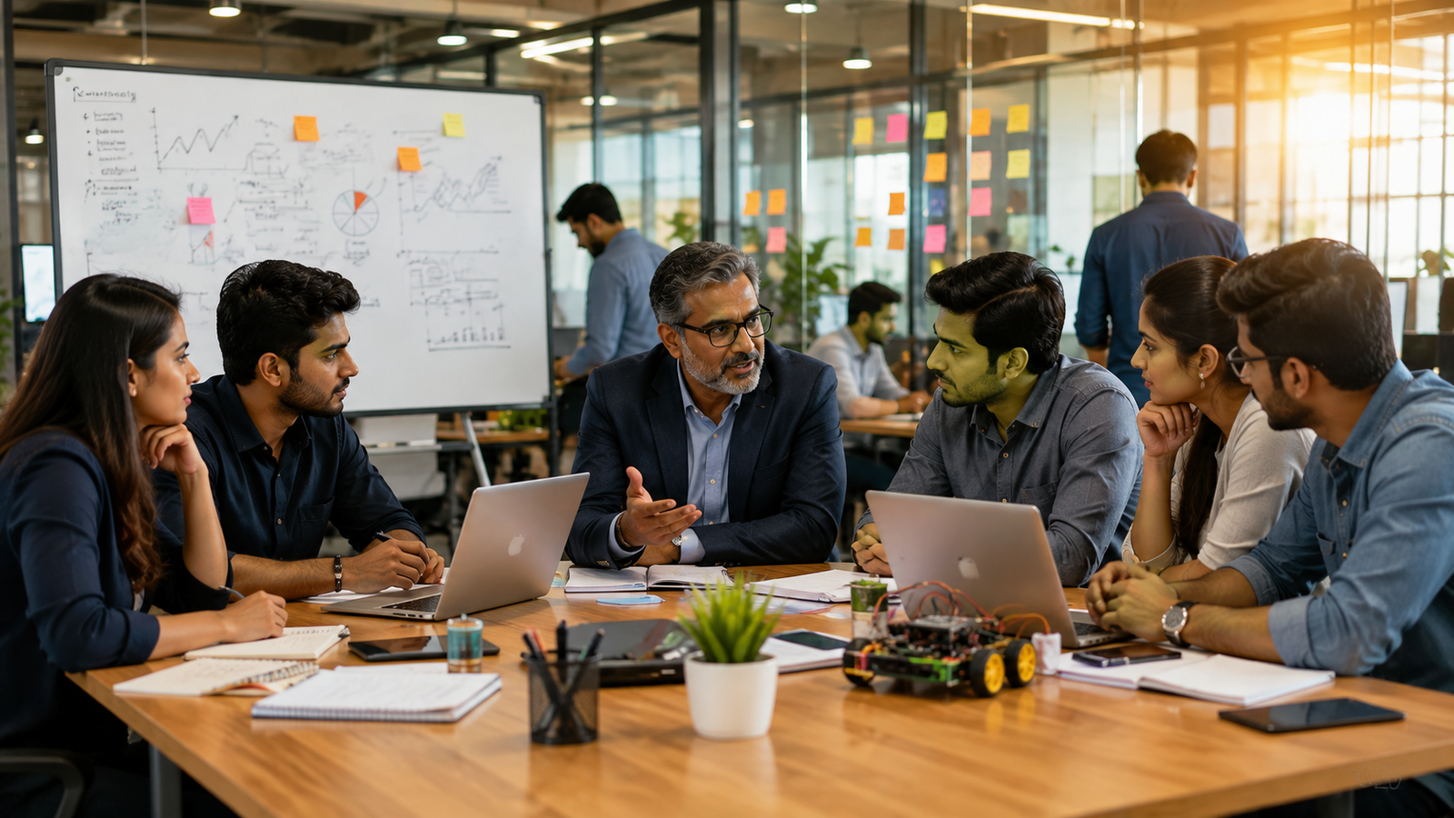 Industry mentor guiding startup founders